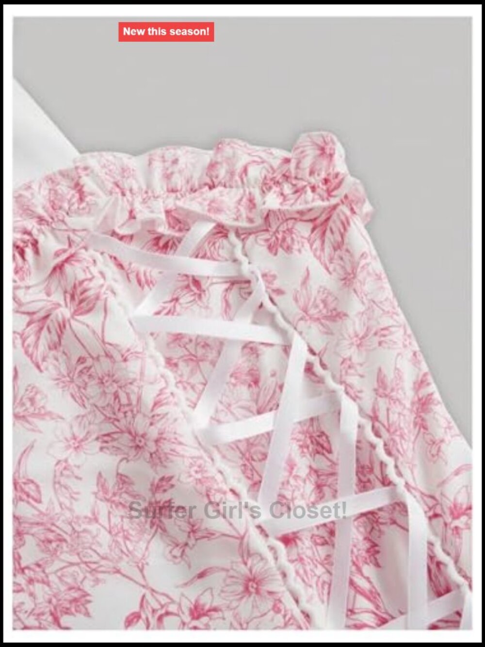 Floral Tie Shoulder Cami Dress Lace Up Side Flared Mini Dress - Picture 3 of 4